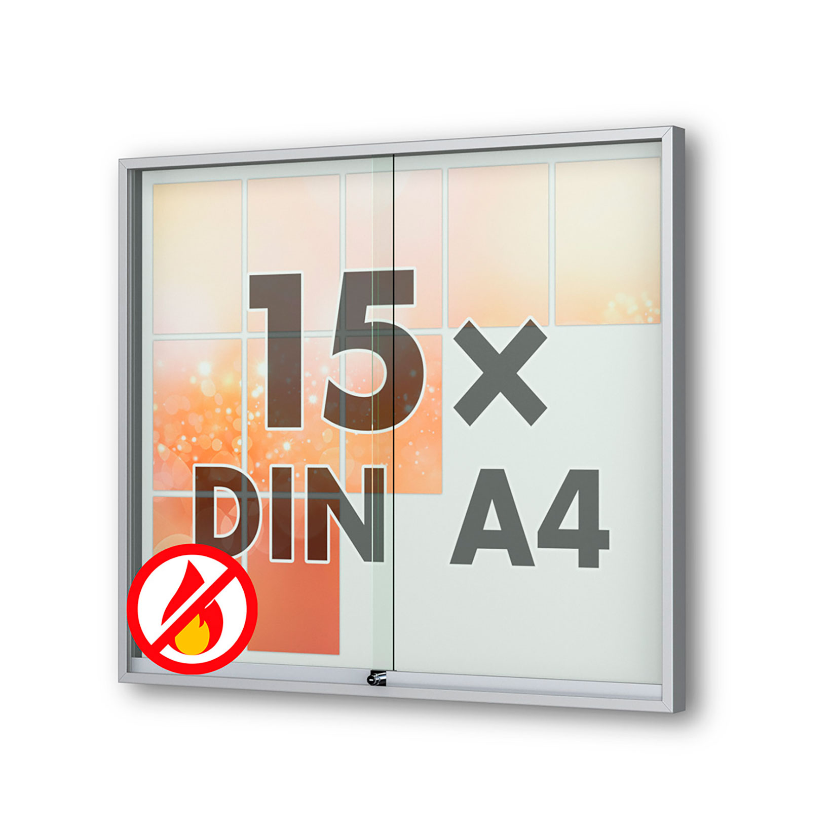 15 x DIN A4 Schaukasten Fortis mit Schiebetüren - 60 mm Bautiefe