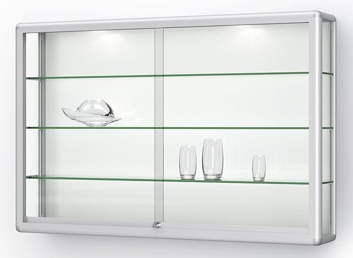 Wandvitrine Glas mit Schiebetüren
