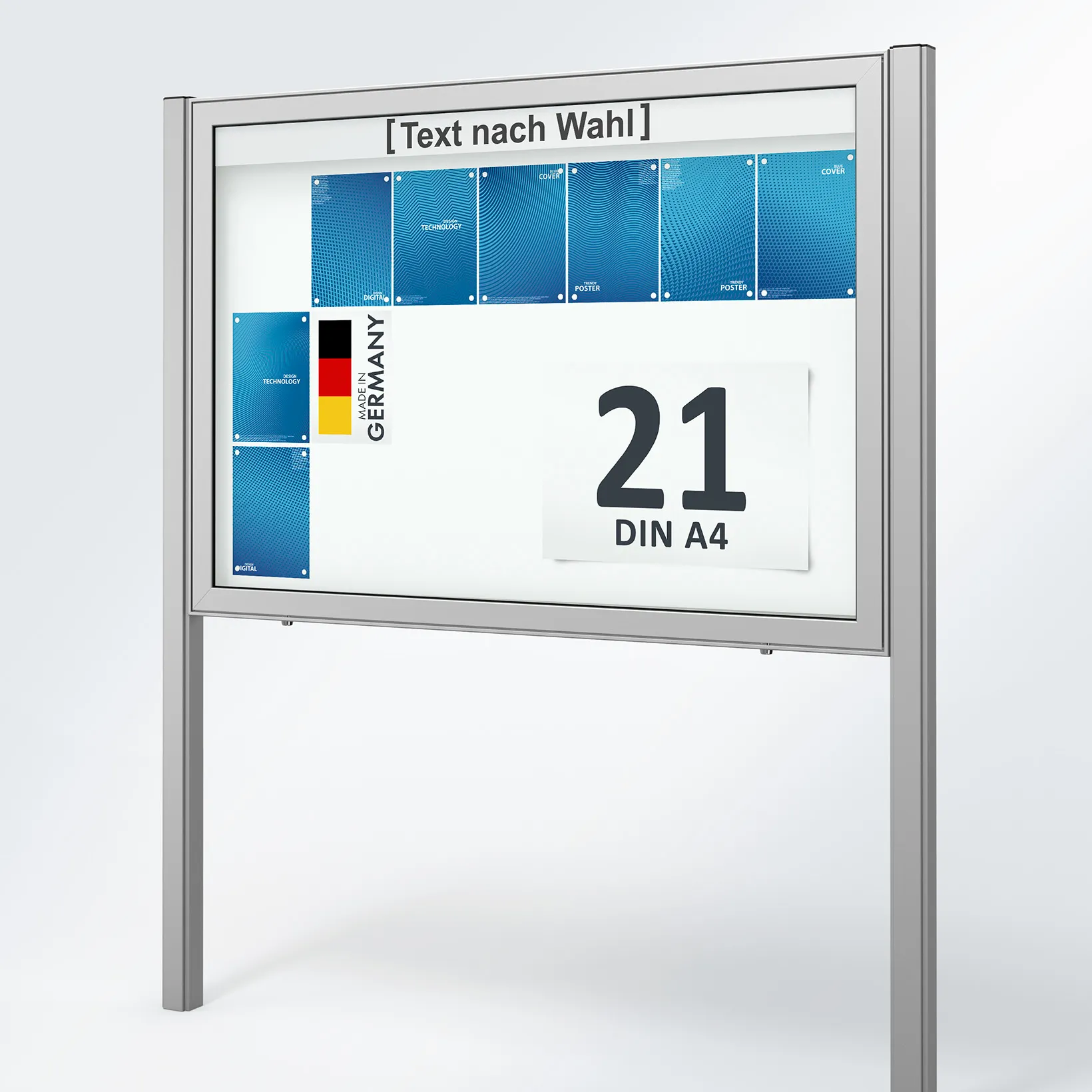 Aushangtafel, Hinweistafel, DIN A4 Poster, Metallrahmen, Gehäuse Aluminium